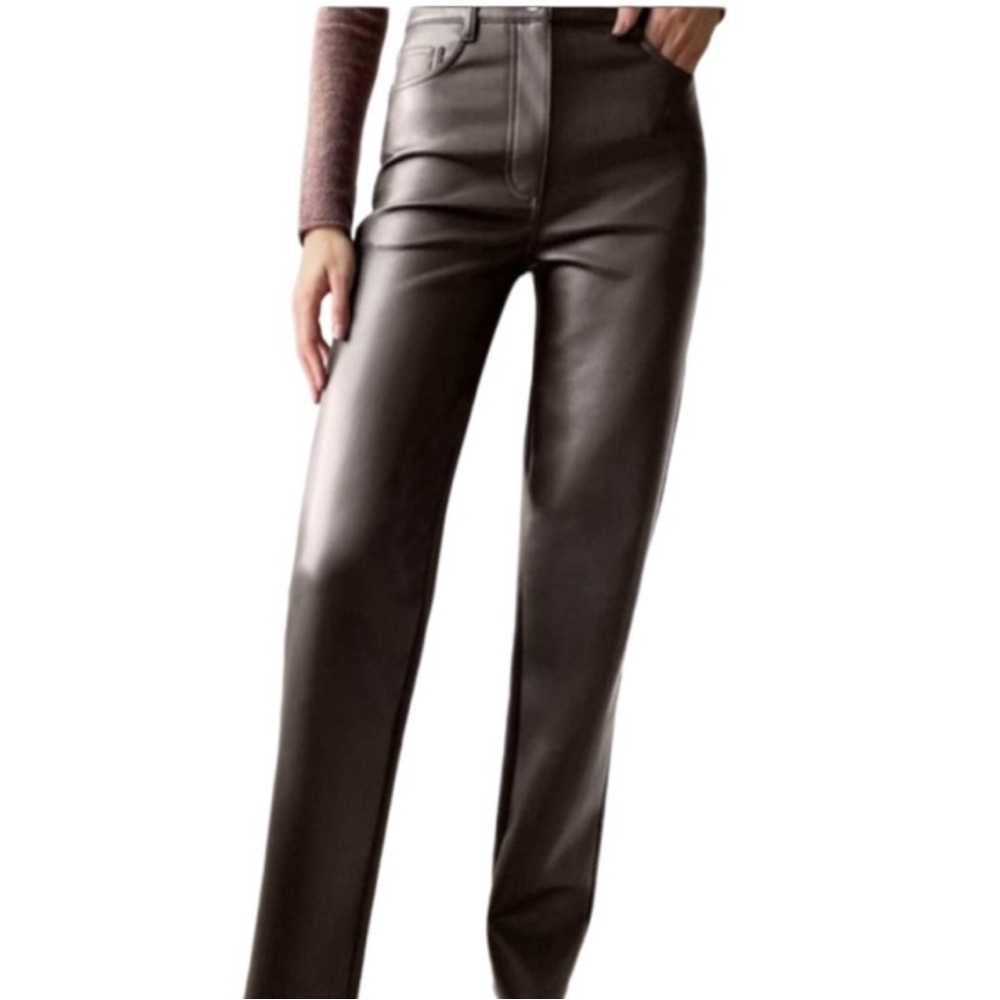 Aritzia Wilfred Melina Vegan Leather Brown Pant